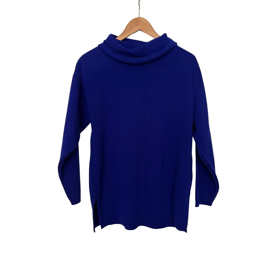 Karen Lessly Vintage Royal Blue Cowl Neck Knit Sweater Made in USA Small
